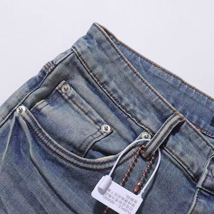 Purple Brand 1:1 quality version Multi Ripped Distressed Navy Underlay Bleached Hem Skinny Jeans 29500993