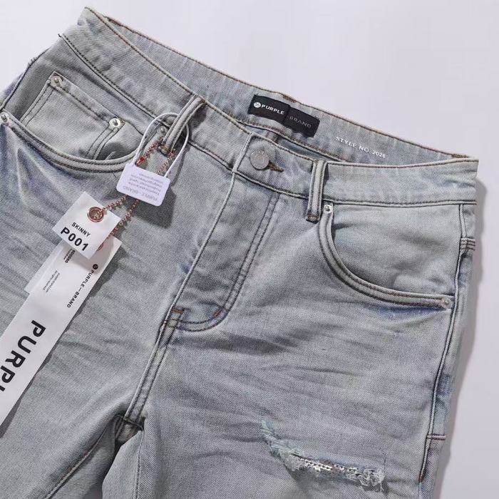 Purple Brand 1:1 quality version Wash Silver Sequin Underlay Ripped Distressed Slim Skinny Jeans 29500987