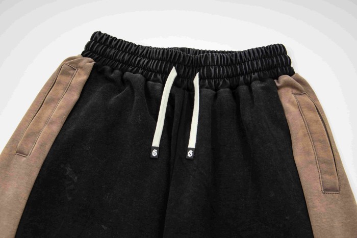 Godspeed Color Block Side Stripe Gothic Letter Print Elastic Drawstring Wide Leg Sweatpants 4 colors 29500847