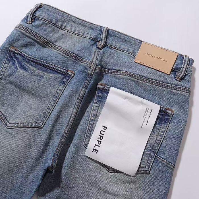 Purple Brand 1:1 quality version Multi Ripped Distressed Navy Underlay Bleached Hem Skinny Jeans 29500993