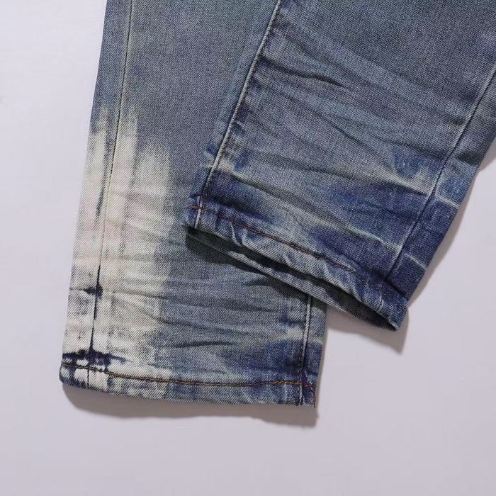 Purple Brand 1:1 quality version Multi Ripped Distressed Navy Underlay Bleached Hem Skinny Jeans 29500993