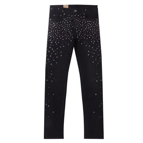 Ksubi 1:1 quality version Silver Cross Stud Rhinestone Scatter Decor Slim Skinny Jeans 29501074