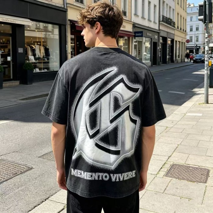 Godspeed Front Gothic Skeleton Hand Eye Text Print Back Spray Gradient G Logo T-Shirt 29500754