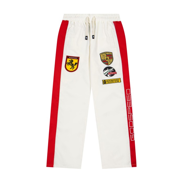 Godspeed Racing Badge Embroidery Patch Side Letter Print Color Block Straight Leg Pants 3 colors 29500924