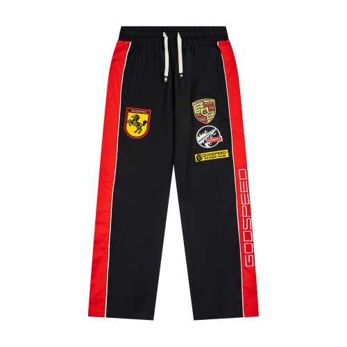 Godspeed Racing Badge Embroidery Patch Side Letter Print Color Block Straight Leg Pants 3 colors 29500924