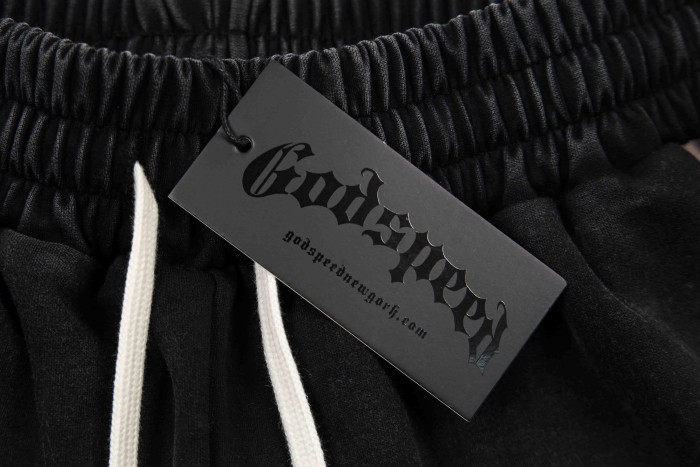 Godspeed Color Block Side Stripe Gothic Letter Print Elastic Drawstring Wide Leg Sweatpants 4 colors 29500847