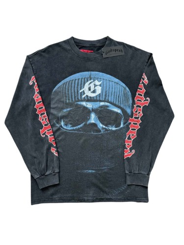 [50% Off]Godspeed Masked Skull Print Washed Version Long Sleeve T-Shirt 2 colors 28136495