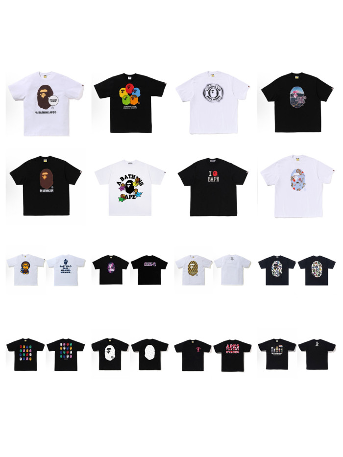 [50% Off]A Bathing Ape Bape Scenic Round Medallion Colorful Ape Head Print tee collection 37 colors 28196996