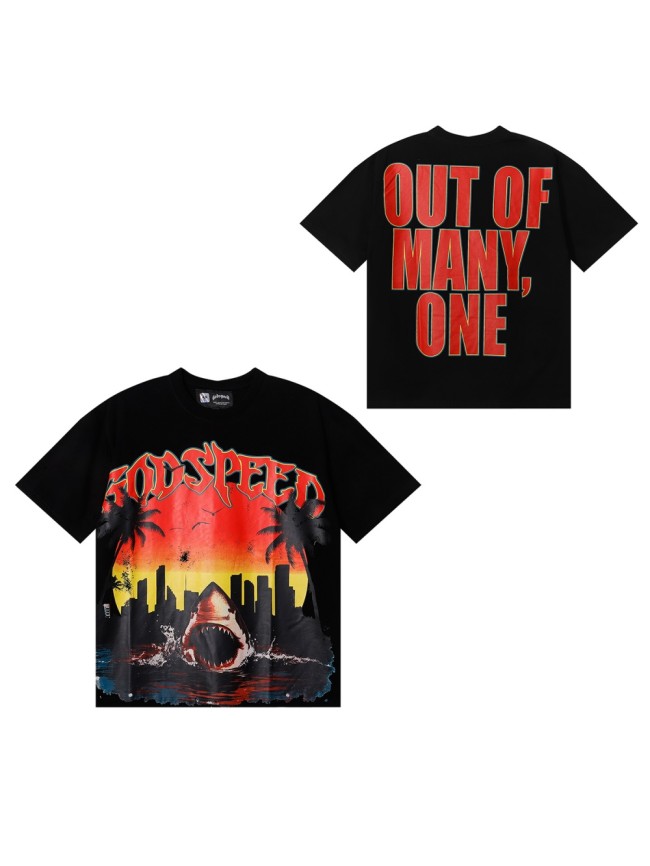 [50% Off]Godspeed City Sunset Shark Coconut Print Tee 3 colors 28018619