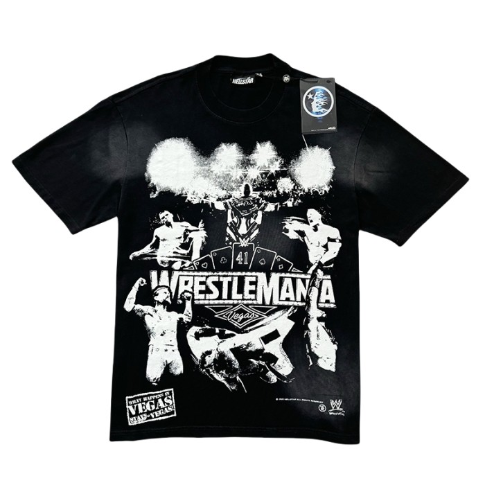 [50% Off]Hellstar Studio WrestleMania portrait poster print washed  Version Tee 28180563