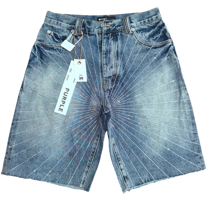 [50% Off]Purple Brand 1:1 quality version Diamond-studded denim shorts 28057043