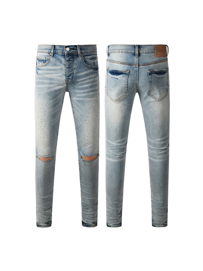 [50% Off]Purple Brand   1:1 quality version Ripped Jeans with Rhinestones 27970610