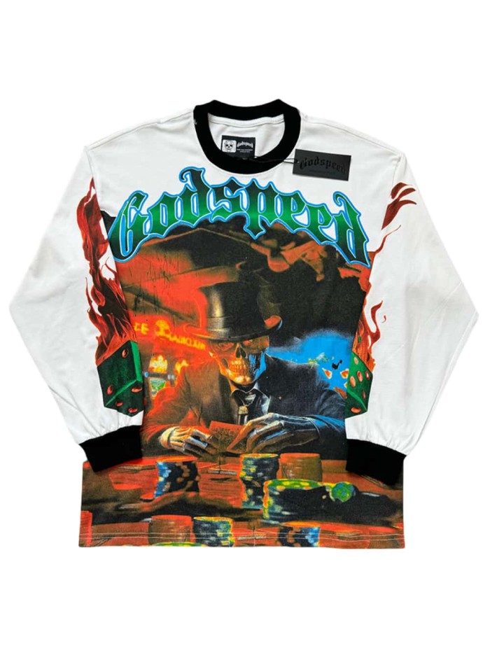 [50% Off]Godspeed Gambling Table Skull Print Long Sleeve T-Shirt 3 colors 27986272