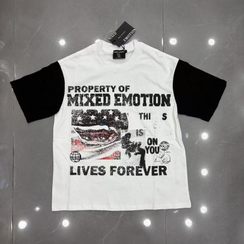 Mixed Emotion Black Color Blocked Sleeves Vintage Collage Portrait Flag Letter Print T-shirt 29502355