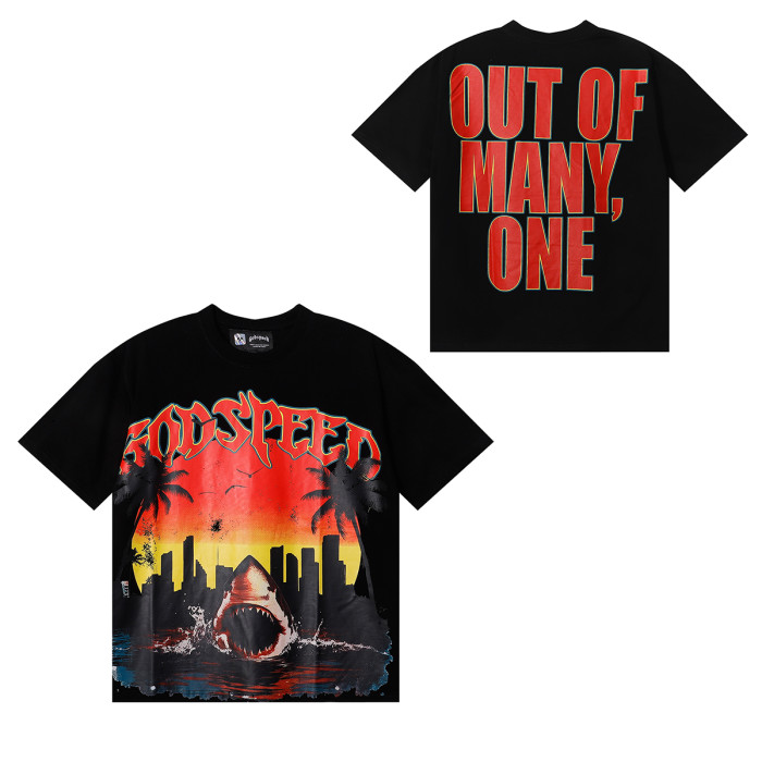 [50% Off]Godspeed City Sunset Shark Coconut Print Tee 3 colors 28018619