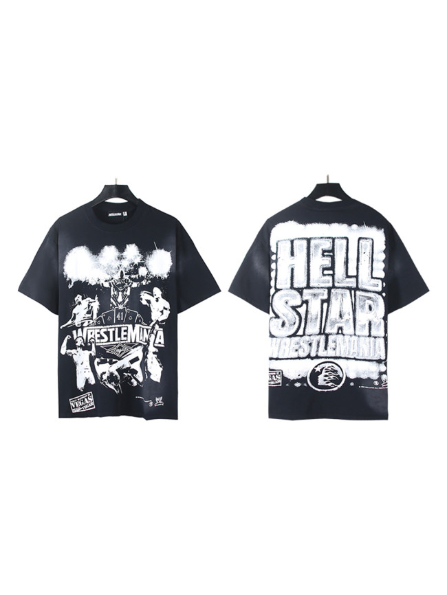 [50% Off]Hellstar Studio WrestleMania portrait poster print washed  Version Tee 28180563