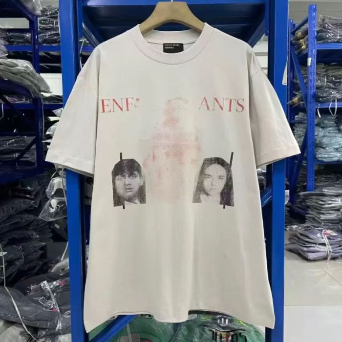 ERD Distressed Enfants Letter Vintage Ghost Portrait Print T-Shirt 29502067