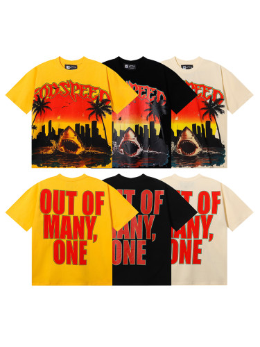 [50% Off]Godspeed City Sunset Shark Coconut Print Tee 3 colors 28018619
