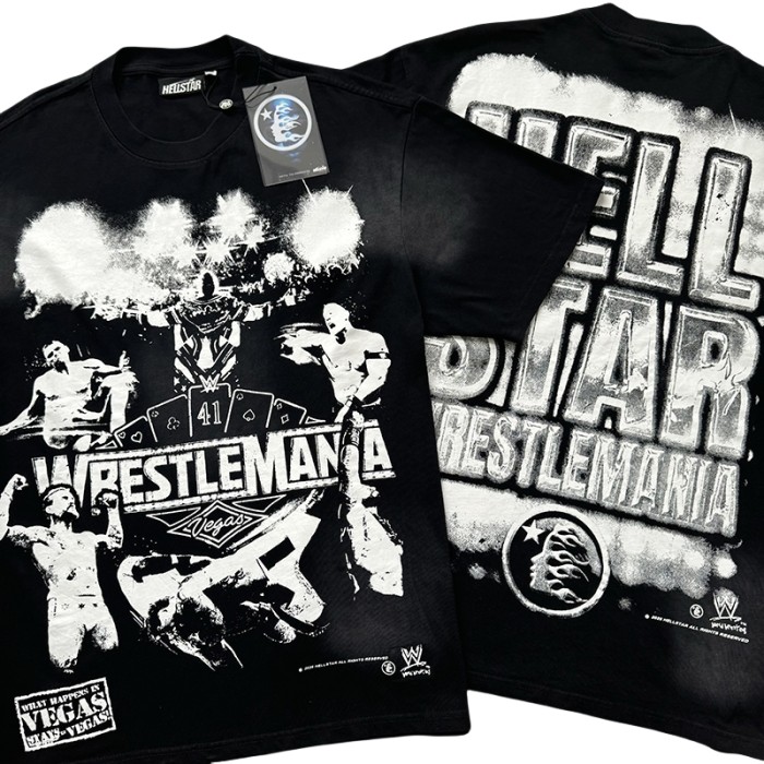 [50% Off]Hellstar Studio WrestleMania portrait poster print washed  Version Tee 28180563