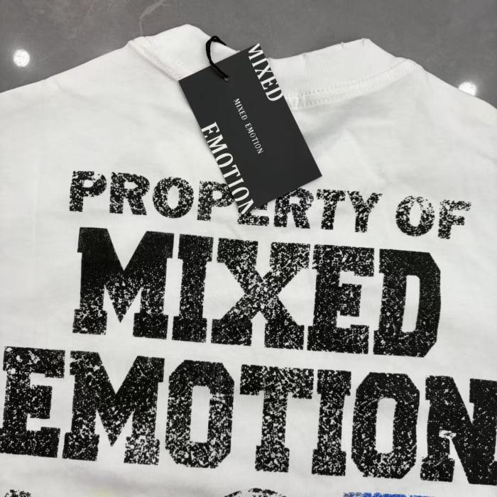 Mixed Emotion Black Color Blocked Sleeves Vintage Collage Portrait Flag Letter Print T-shirt 29502355