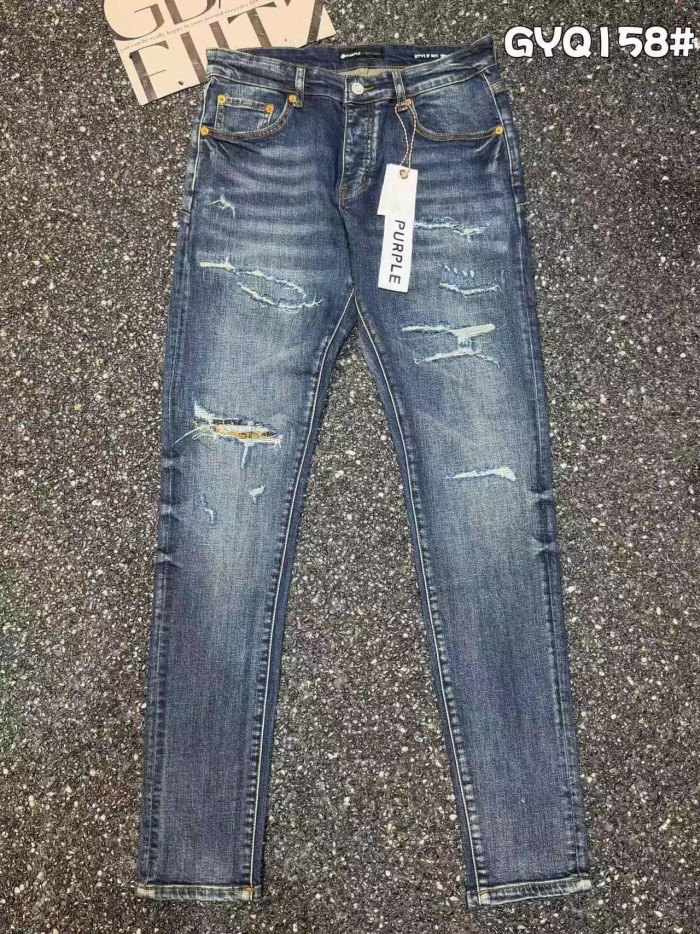 Purple Brand 1:1 quality version Dark Blue Vintage Wash Distressed Rip Slim Skinny Jeans 29503407