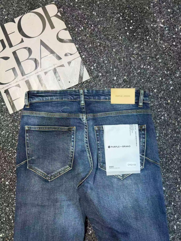 Purple Brand 1:1 quality version Dark Blue Vintage Wash Distressed Rip Slim Skinny Jeans 29503407