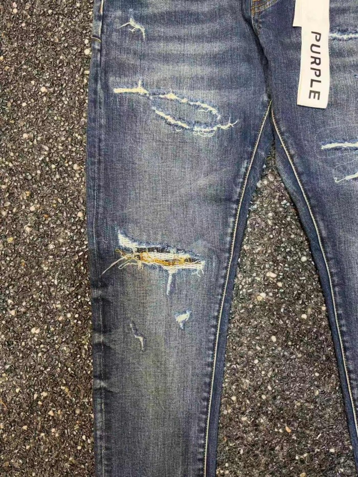 Purple Brand 1:1 quality version Dark Blue Vintage Wash Distressed Rip Slim Skinny Jeans 29503407