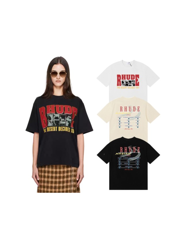 Rhude Red Letter Desert Rally Route Map Print Tee 3 colors 29504167