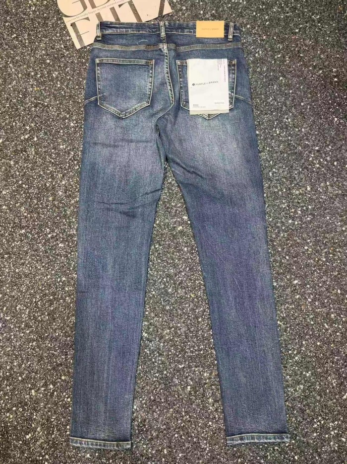 Purple Brand 1:1 quality version Dark Blue Vintage Wash Distressed Rip Slim Skinny Jeans 29503407