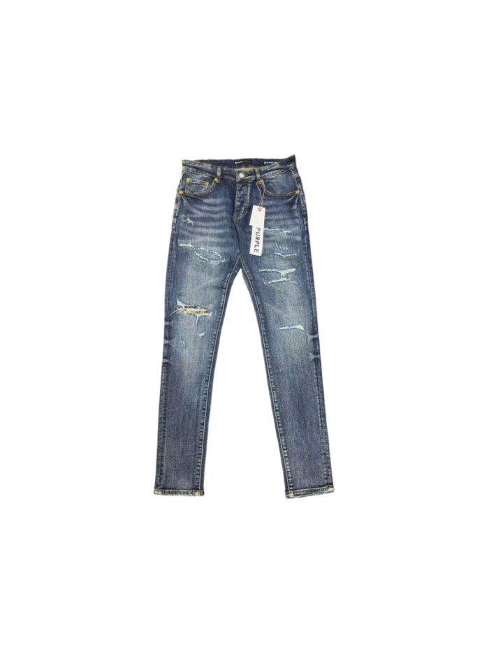 Purple Brand 1:1 quality version Dark Blue Vintage Wash Distressed Rip Slim Skinny Jeans 29503407