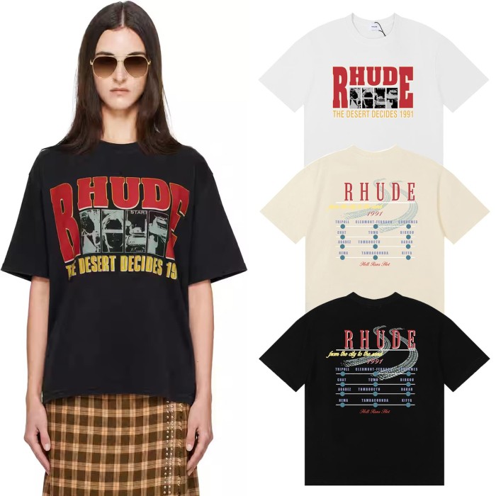 Rhude Red Letter Desert Rally Route Map Print Tee 3 colors 29504167