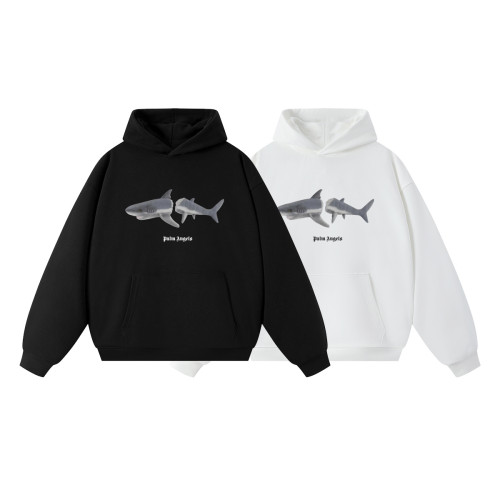 Palm Angels Broken Shark Print Arched Gothic Letter Oversized Hoodie 2 colors 29503314
