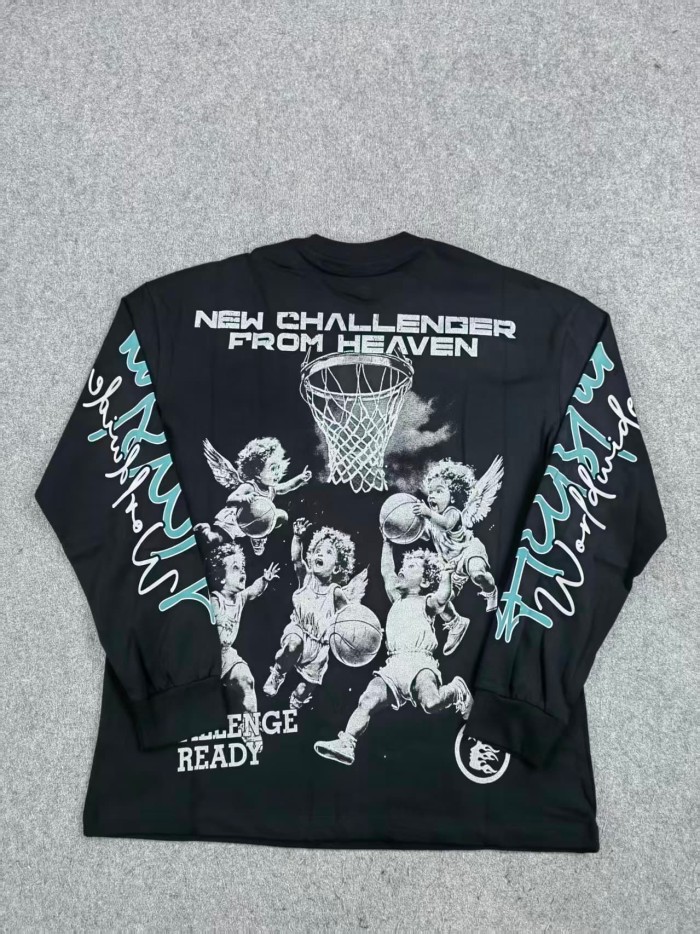 Hellstar Studio Angel Children Basketball Game Print Long Sleeve T-Shirt 2 colors 28704410