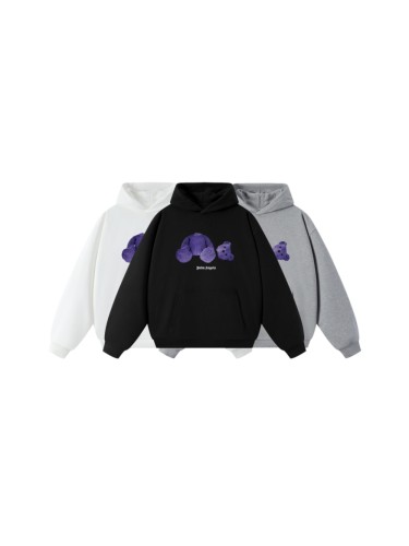 Palm Angels Purple Cut Teddy Bear Print Arched Gothic Letter Hoodie 3 colors 29507989