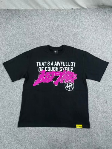 Cough Syrup Pink Graffiti Typography Dual Line Front Circular Frame Grunge Text Print Tee 2 colors 29303963