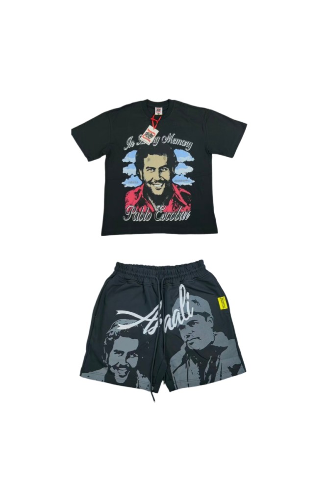 Cough Syrup Anime Character Letter Print T-Shirt & Shorts Casual Streetwear Set 21 colors 29288563