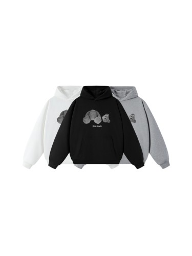 Palm Angels Grey Cut Teddy Bear Print Arched Gothic Letter Hoodie 3 colors 29507992