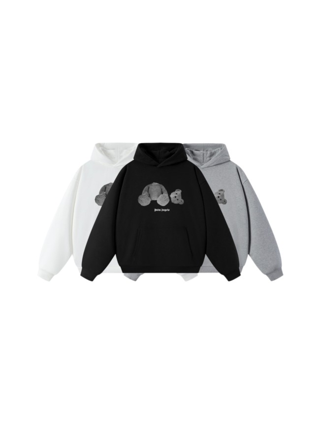 Palm Angels Grey Cut Teddy Bear Print Arched Gothic Letter Hoodie 3 colors 29507992
