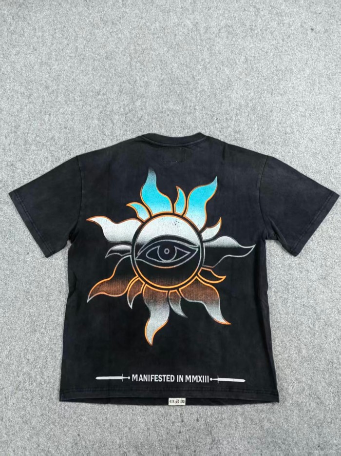 Godspeed Retro Alien Horror Streetwear Front Vintage Space Warrior Monster Distressed Comic Gothic Letter Print Back Gradient Sun Eye Symbol T-Shirt 29345682