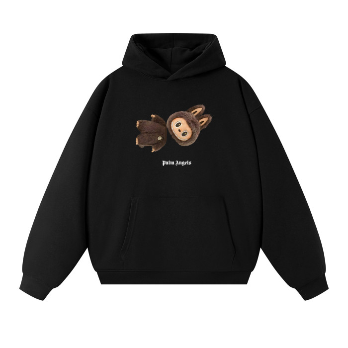 Palm Angels Upside Down Plush Bunny Doll Print Arched Gothic Letter Hoodie 2 colors 29507879
