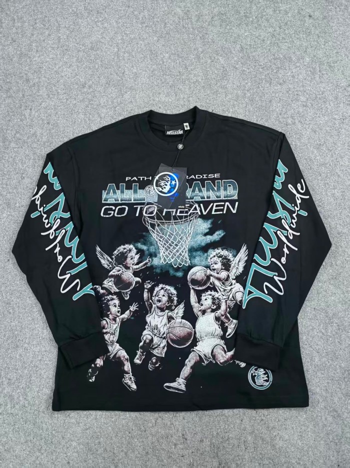 Hellstar Studio Angel Children Basketball Game Print Long Sleeve T-Shirt 2 colors 28704410