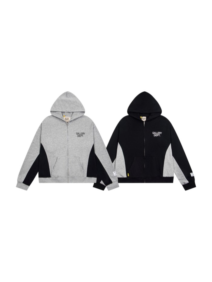 GaIIery Dept. Chest Small Letter Curved Side Panel Color Block Zip Up Hoodie 2 colors 29510351