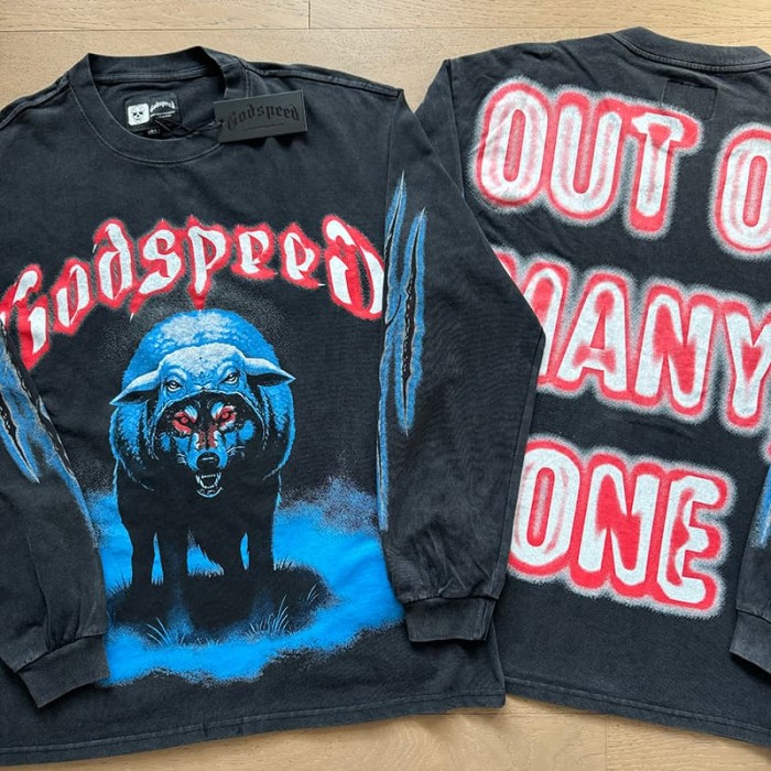 Godspeed Wolf In Sheep Clothing Double Sleeve Claw Scratch Print Long Sleeve T-Shirt 2 colors 29509429