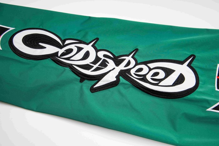 Godspeed White Piping Racing Script Applique Embroidery Wide Leg Track Pants 4 colors 29509287