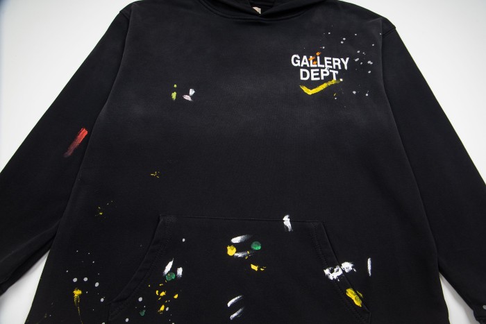 GaIIery Dept. Distressed White Letter Paint Splatter Brush Stroke Oversized Hoodie 29510347