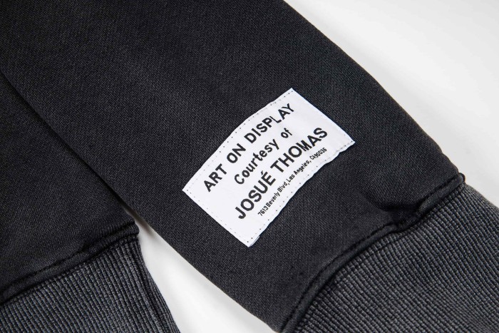 GaIIery Dept. Washed Distressed Tonal Embossed Letter Embroidery Oversized Hoodie 29510367