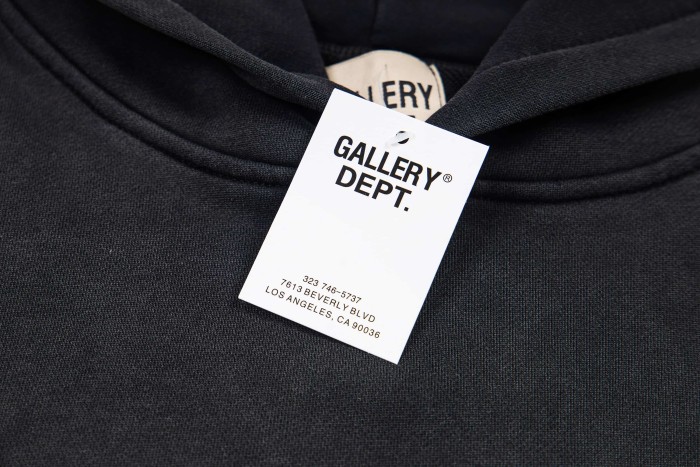 GaIIery Dept. Washed Distressed Tonal Embossed Letter Embroidery Oversized Hoodie 29510367