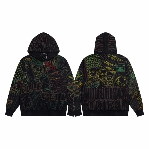 Who Decides War Rasta Color Outline Embroidery Liberty Leader Portrait Full Zip Hoodie 29510285