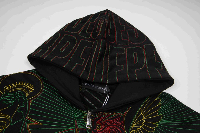 Who Decides War Rasta Color Outline Embroidery Liberty Leader Portrait Full Zip Hoodie 29510285
