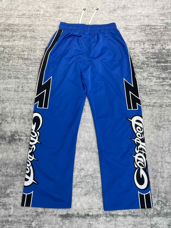 Godspeed White Piping Racing Script Applique Embroidery Wide Leg Track Pants 4 colors 29509287